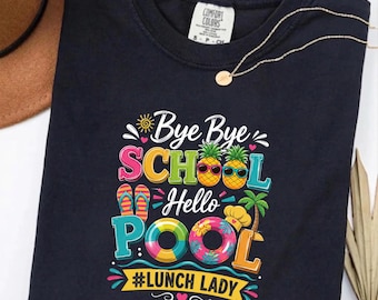 Lunch Lady Bye Bye school comfort kleuren shirt luipaard laatste schooldag cafetaria werknemer eindejaar zomervakantie T-shirt schoolpersoneel cadeau