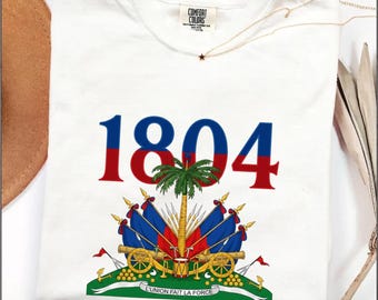 Haïtiaanse revolutie 1804 Haïtiaanse vlag comfortkleuren T-shirt onafhankelijkheidsdag, cadeau Haïtiaans erfgoed, grafisch T-shirt Caribbean Pride