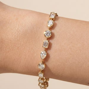 Lab Grown Diamant Armband 8,04ct | Multi Shape Tennis Armband | 14K Weißgold | Luxus Schmuck