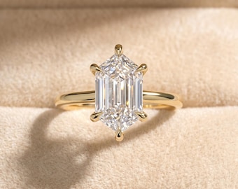 Anello di fidanzamento con diamante sintetico taglio marquise olandese allungato da 2 carati – con pavé nascosto e montatura a cattedrale – certificato IGI – oro 14K/18K