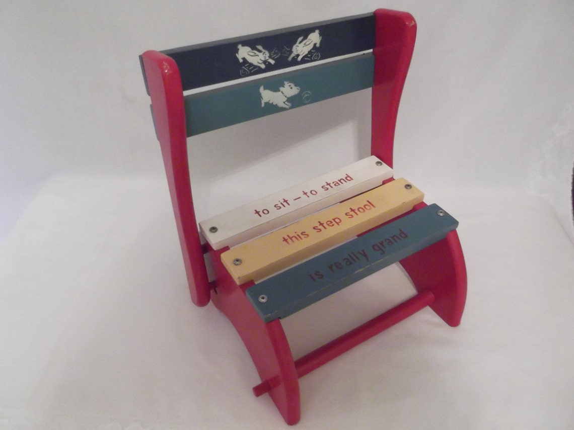 Vintage Childs Wooden Step Stool Footstool Wood Furniture Kids Etsy