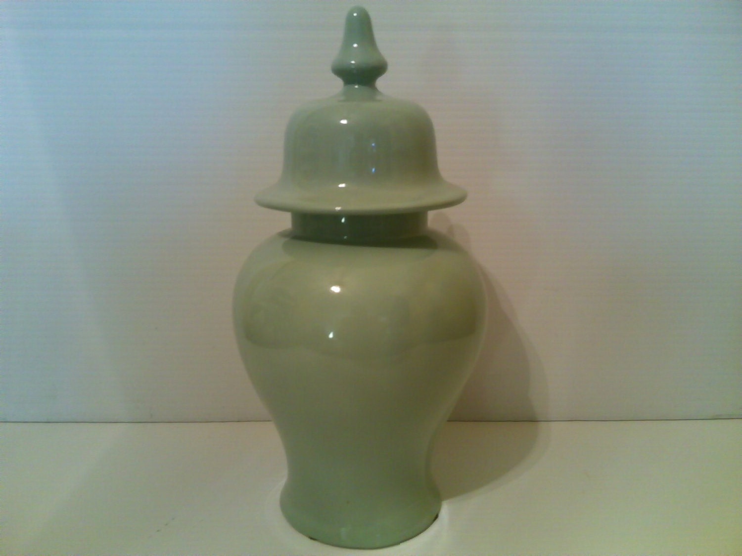 Vintage Nora Fenton Sage Green Ginger Jar 12 Tall Etsy