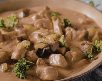 Cremiges Curry-Hähnchenpilz-Rezept (PDF-Download), einfaches Familienessen