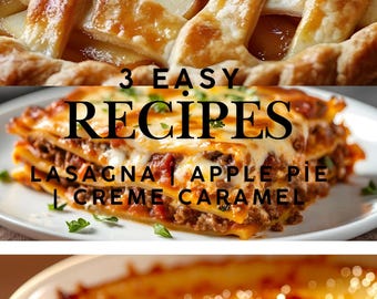 Einfache Rezepte für Lasagne, Apfelkuchen, Creme Caramel (PDF Download)