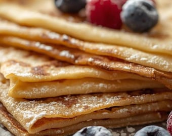 Crepe Rezept PDF - Einfache hausgemachte Pfannkuchen, Englisch & Deutsch (Digitaler Download)