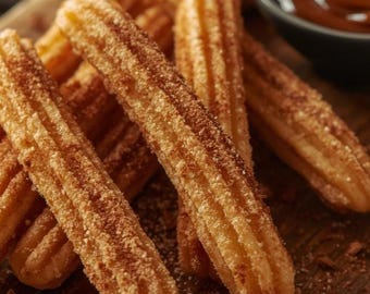 Einfaches Hausgemachte knusprige Churros Rezept - Dessert Backen (Englisch Deutsche PDF)