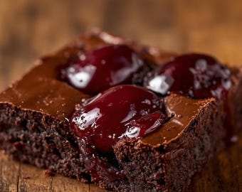 Sauerkirschbrownie-Rezept, herzhaftes Schokoladendessert, druckbare PDF (Instant Download)