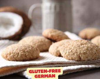 Glutenfreies Kokosnussmakronen-Rezept | Mehlfreie, ölfreie Kekse (PDF Download)