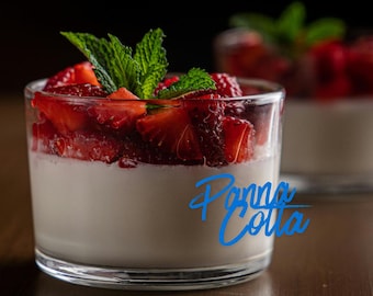 Panna Cotta Rezept PDF, Cremiges Italienisches Dessert, Himbeersauce (Digitaler Download)