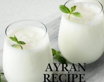 Traditionelles türkisches Ayran-Rezept, erfrischendes Joghurtgetränk (digitaler Download)
