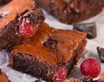 Receta de brownie de cereza ácida, postre de chocolate intenso, PDF imprimible (descarga instantánea)