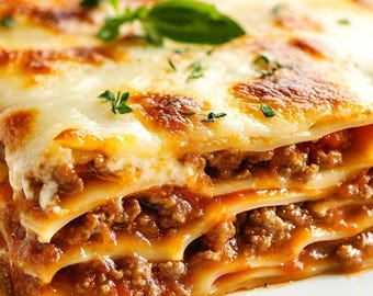 Klassisches italienisches Lasagne-Rezept | Einfache Fleischsauce, Béchamel (PDF Download)