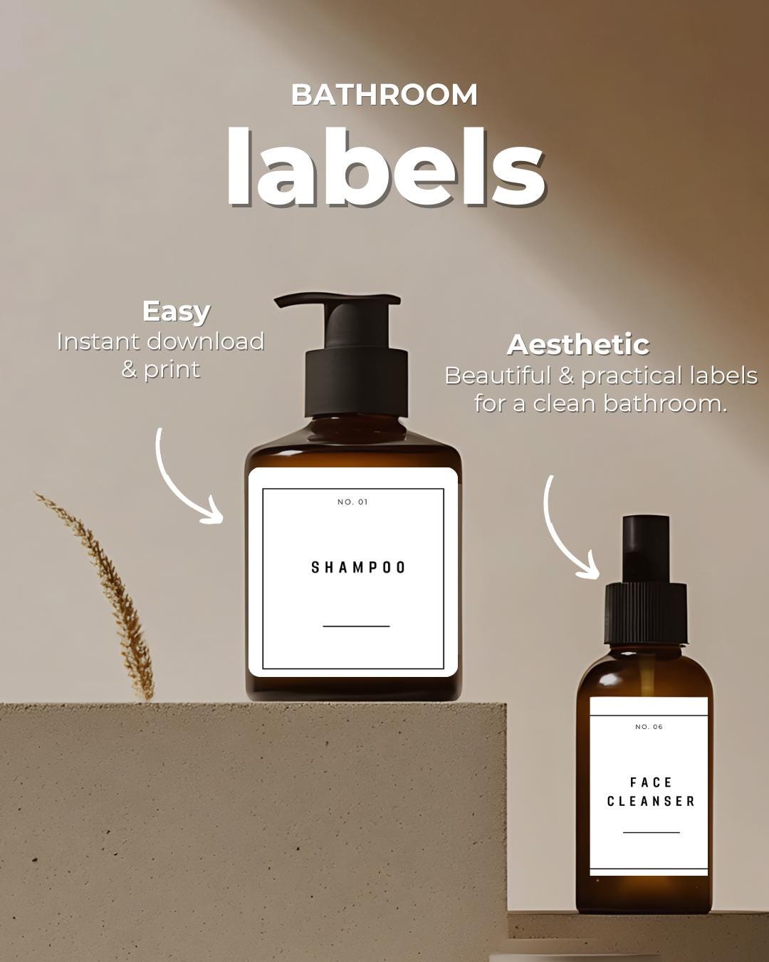 Shower Handle Labels Bathroom Labels Printable | Minimalist Bathroom Labels | Shampoo ...