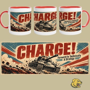Historical Wargame Mug, Ceramic 11oz Military Poster Design with Tactical Humor