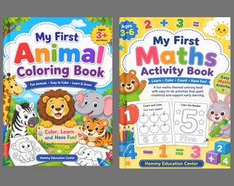 Pacchetto di attività di matematica e colorazione di animali per bambini / Pagine di apprendimento stampabili per bambini dai 3 anni in su