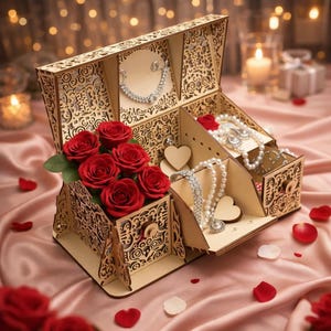 Piani per organizer in legno CNC / file per portagioie tagliati al laser (download digitale DXF)