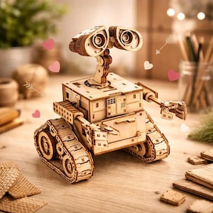 Arquivo para corte a laser do robô Wall-E em 3D | Personagem de filme de animação em SVG e DXF | Projeto de quebra-cabeça de robô de madeira | Projeto para roteador CNC | Download digital