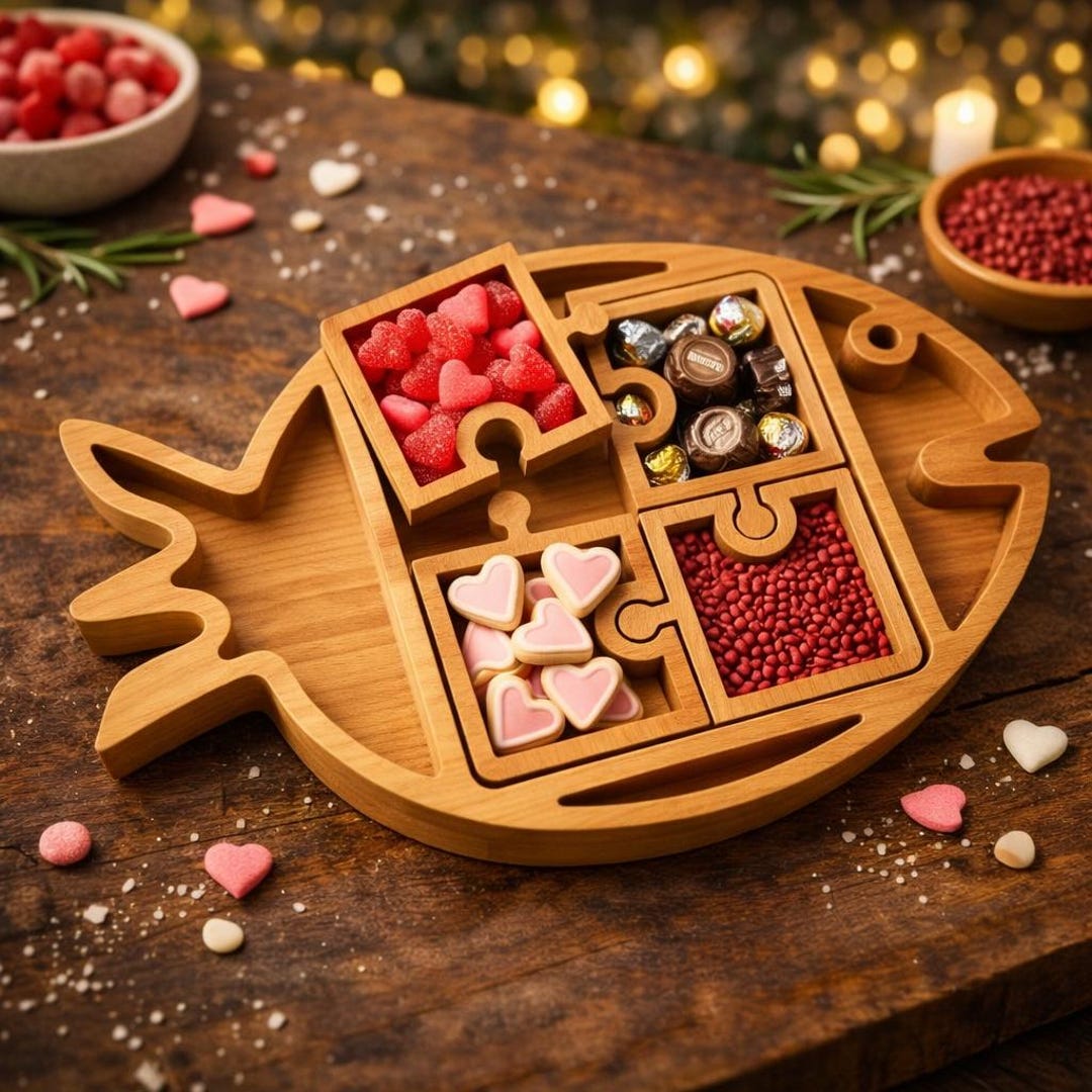 3D Fish Shape Serving Tray Laser Cut File | Interlocking Snack Board ...