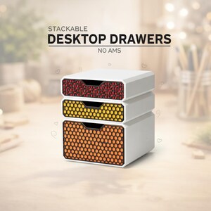 Stackable Desktop Organizer STL | 3D Print Hexagon Drawer File | Modular Office Storage | Tech Accessories | Honeycomb Desk Drawer Plan