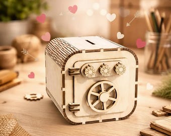 Laser Cut Combination Safe Design | DIY Wooden Puzzle Bank (SVG DXF)