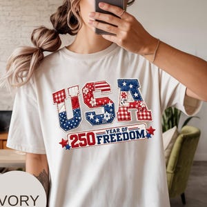 USA 250 Jahr der Freiheit Patchwork Tee, Unabhängigkeitstag Shirt S-4XL