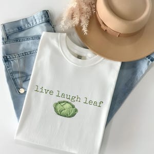 Live Laugh Leaf Cabbage Shirt, Minimalist Vegan Gardening Tee S-4XL