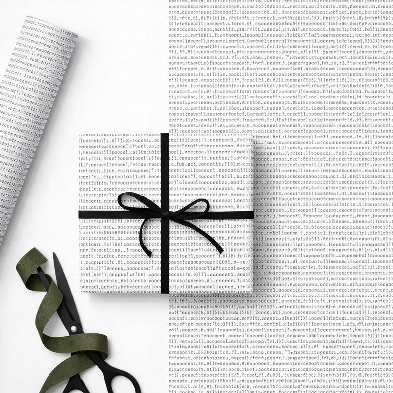 Programmer gift wrap paper for tech lovers and coding enthusiasts