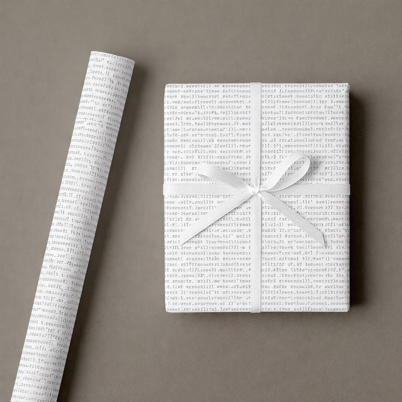Papel de regalo con patrones de código de programación para programadores / Papel de regalo con temática tecnológica para desarrolladores, codificadores e ingenieros de software imagen 2