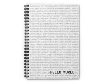 Codepatroon Hello World Notebook – Wit, minimalistisch programmeerspiraalschrift, gelijnd 6 x 8 ontwikkelaarsdagboek
