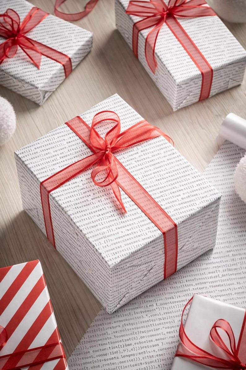 Papel de regalo con patrones de código de programación para programadores / Papel de regalo con temática tecnológica para desarrolladores, codificadores e ingenieros de software imagen 5