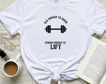 Camiseta motivacional para fitness, forte o suficiente para levantar peso, camiseta de academia