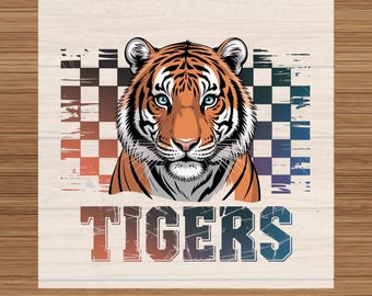Retro Tiger DTF Transfer: Distressed Mascot Iron On Design (Ready to Press)
