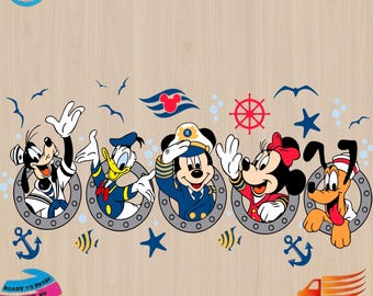 Disney Cruise Crew DTF Transfer, Mickey Minnie Donald Goofy Sailor Design, Ready to Press DTF Transfer, Nautical Theme Shirt Design