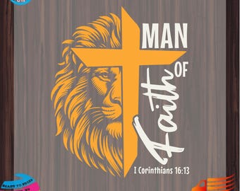 Christian Lion DTF Transfer for Men: Religious Cross Ready to Press