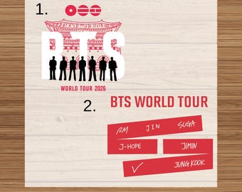 BTS World Tour 2026 DTF Transfer Print: Ready to Press Heat Transfer