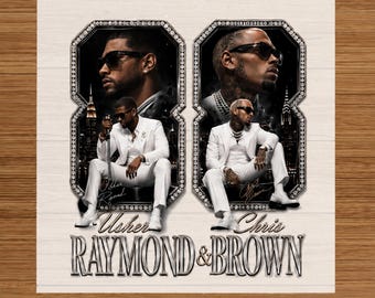 Usher Chris Brown DTF Transfer Print, Music Graphic Ready Press