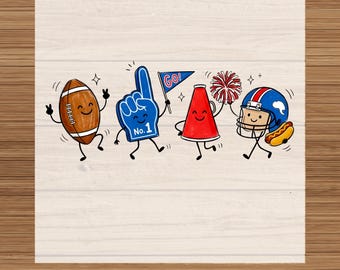 Happy Football Doodles Ready To Press DTF:Tailgate Game Day DTF Transfer