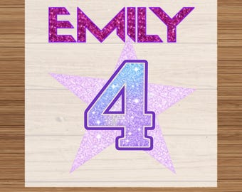 Custom Birthday Girl DTF Print: Personalized Star and Name Iron On Transfer