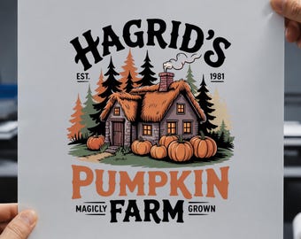 Hagrid's Pumpkin Farm DTF Transfer: Magic Halloween Shirt Design (Ready to Press)