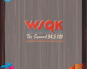 WSQK The Squawk Retro Radio Logo Heat Transfer Design