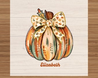 Custom Name Pumpkin DTF Transfer: Coquette Pumpkin Heat Transfer
