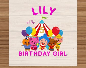 Custom Name Circus Birthday DTF Transfer: Plim Plim Carnival Party Iron On