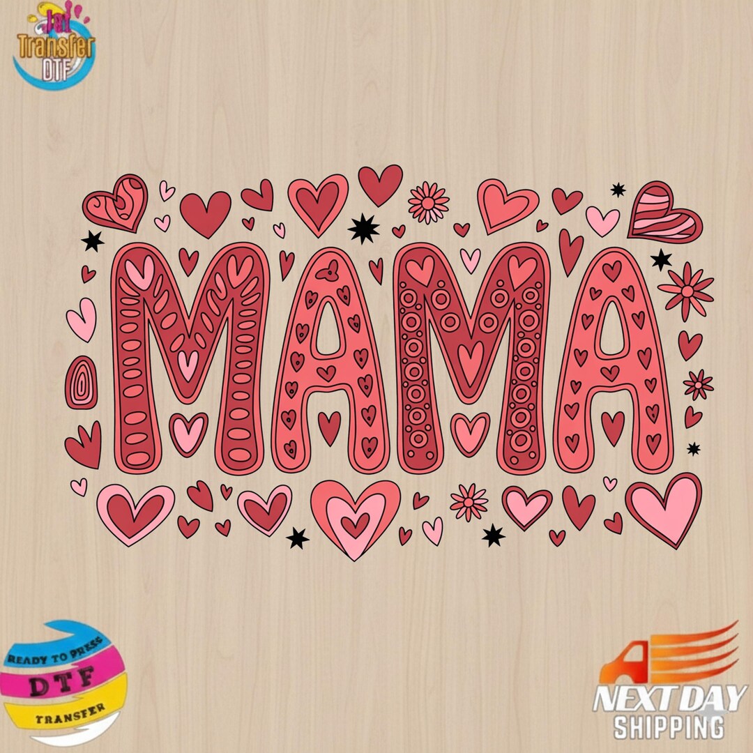 Retro Valentine Heart Mama DTF Transfer, Ready to Press - Etsy