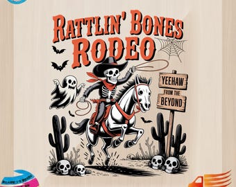 Skeleton Cowboy Rodeo DTF Transfer – Western Ghosts Design