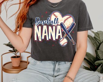 Niestandardowy nadruk DTF z motywem babci i baseballa, spersonalizowany projekt koszulki (gotowy do druku)