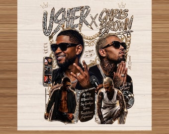 Usher Chris Brown Inspired DTF Transfer, Retro Concert Graphic, Music Sublimation Design