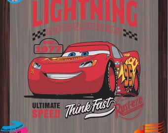 Lightning McQueen Cartoon Car DTF Transfer, Kids Birthday Gift