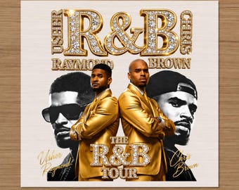 Usher Chris Brown R&B Tour DTF Transfer: Vintage Concert Graphic (Ready to Press)