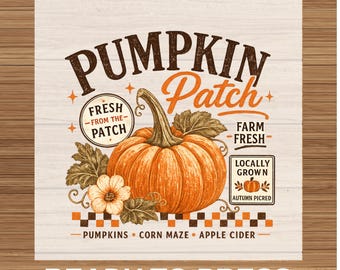 Pumpkin Patch DTF Transfer: Vintage Autumn Farm Fresh Design (Ready to Press)