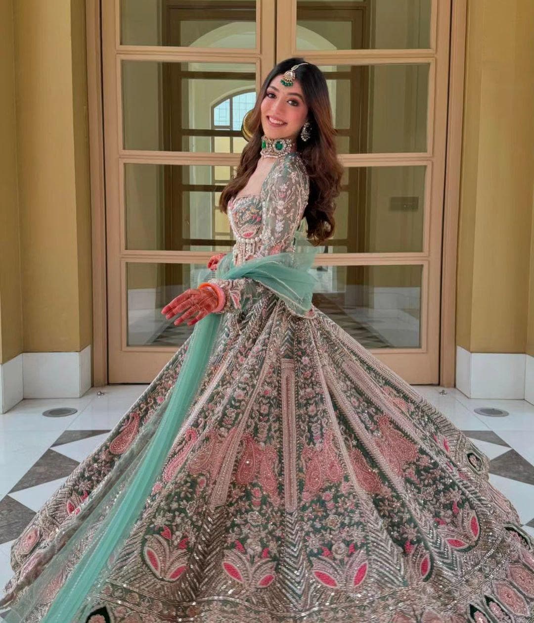 mermaid indian wedding dresses Pastel Blue Feather Mermaid Style Partywear Lehenga [product_title] | OORVI  DESAI